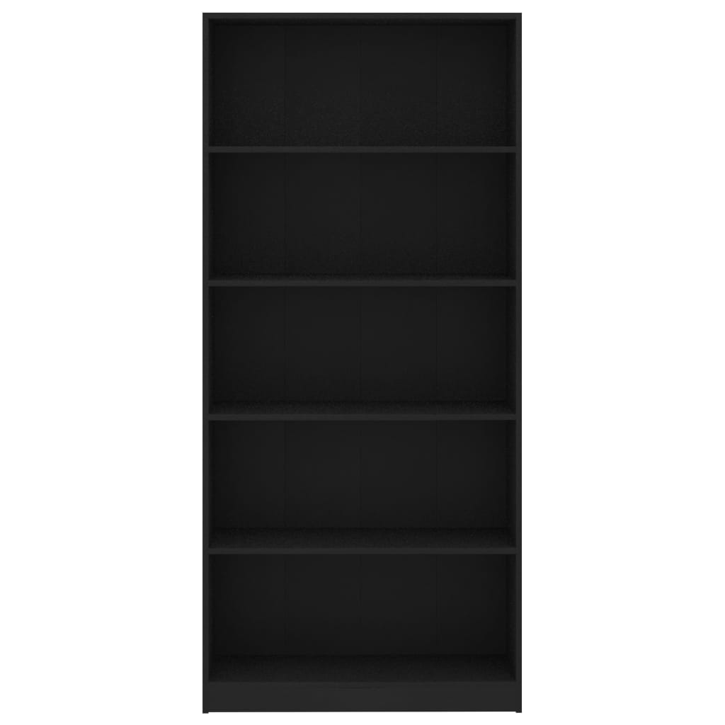 vidaXL 5-poziomowy regał na książki, czarny, 80 x 24 x 175 cm