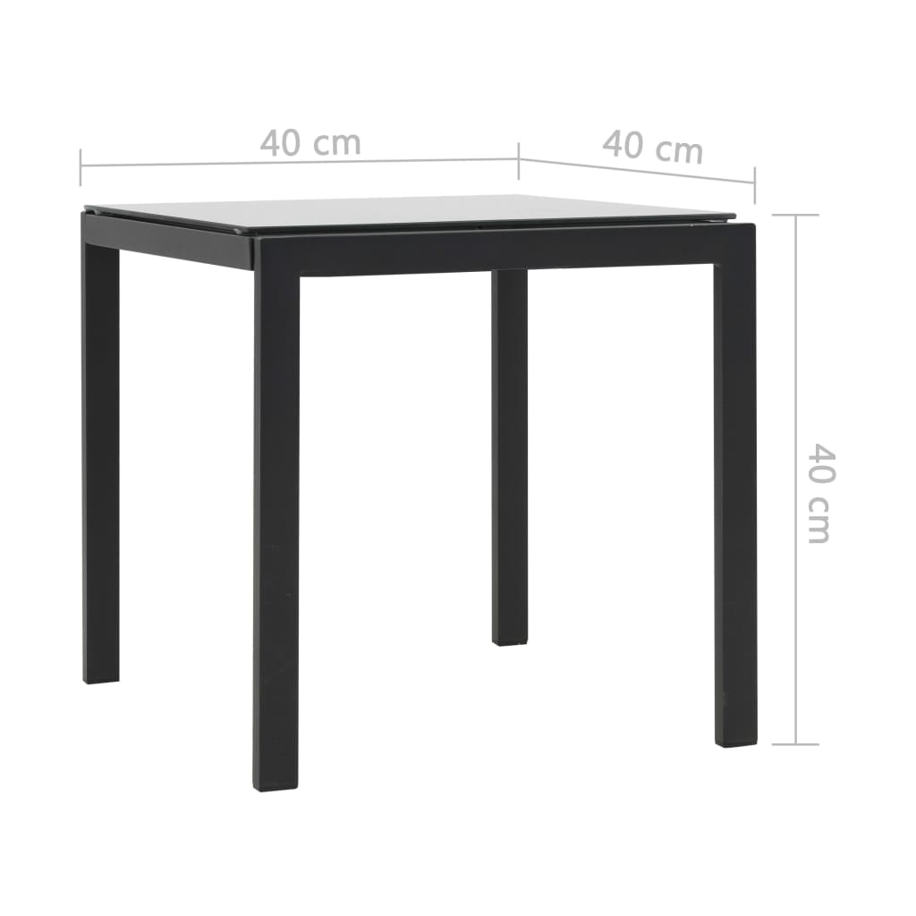 vidaXL Leżaki ze stolikiem, 2 szt., polirattan i textilene, czarne