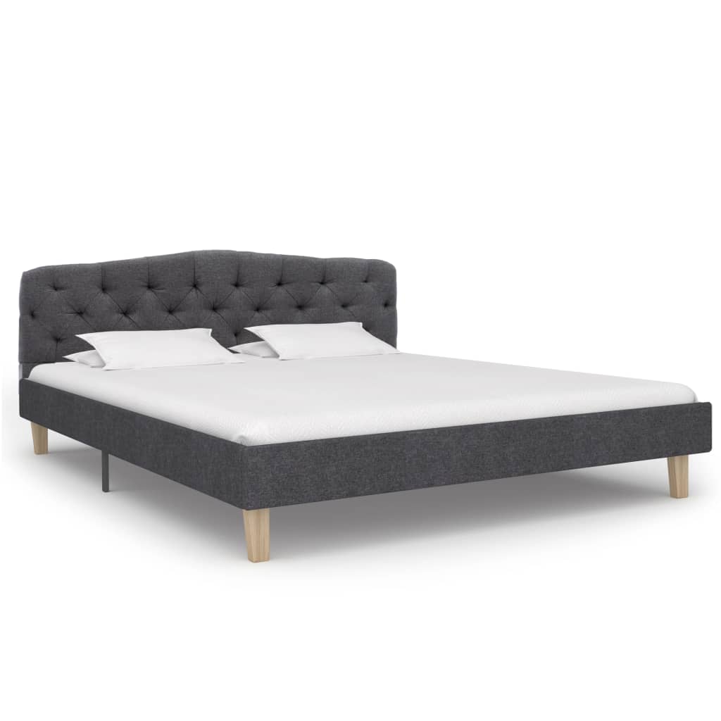 vidaXL Rama łóżka, ciemnoszara, tapicerowana tkaniną, 140 x 200 cm