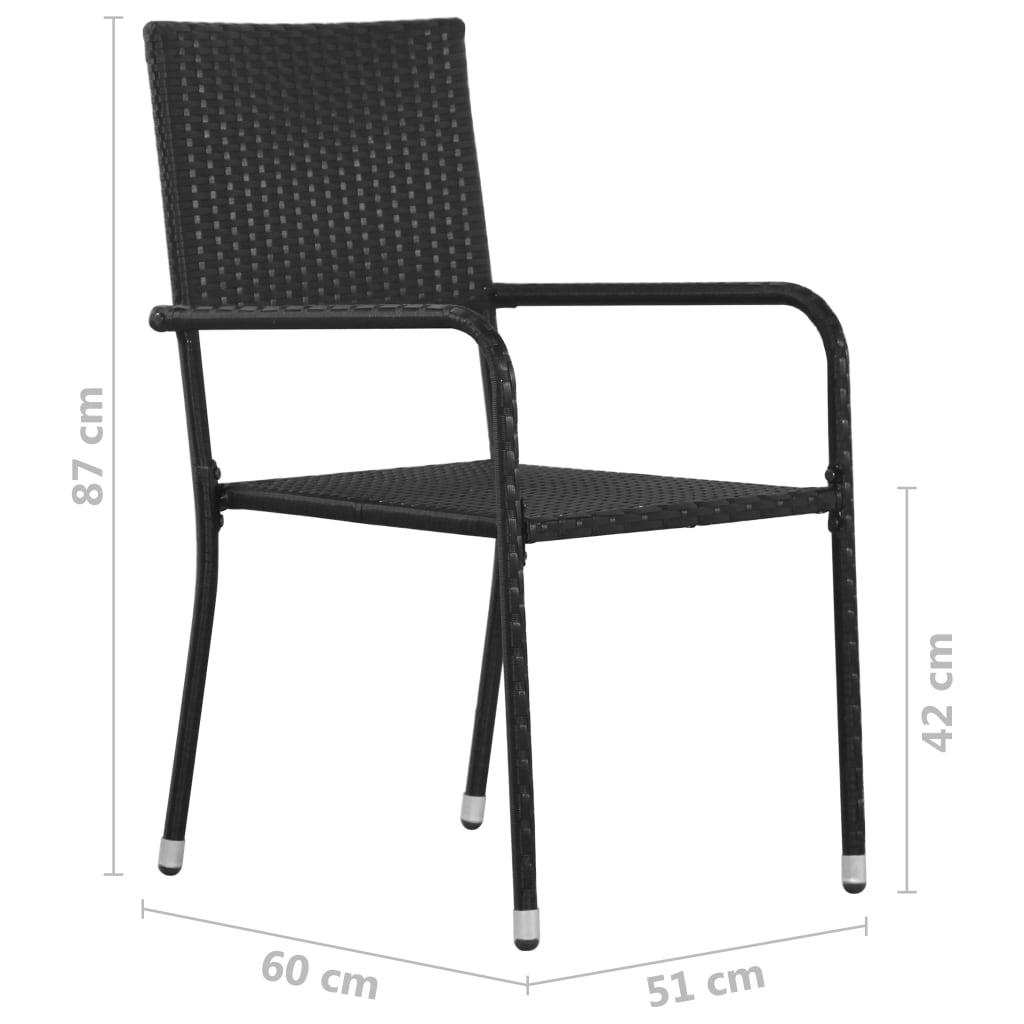 vidaXL Krzesła ogrodowe, 6 szt., polirattan, czarne
