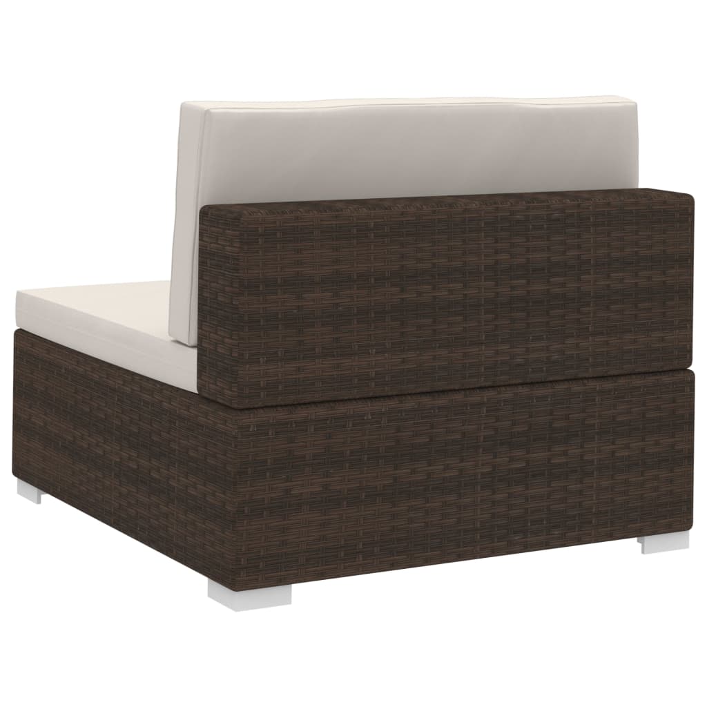 vidaXL 4-częściowa sofa do ogrodu, z poduszkami, polirattan, brązowa