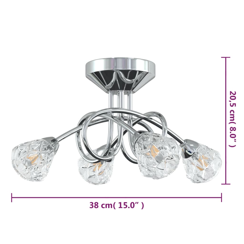 vidaXL Lampa sufitowa, szklane klosze w kratkę, 4 żarówki LED, G9
