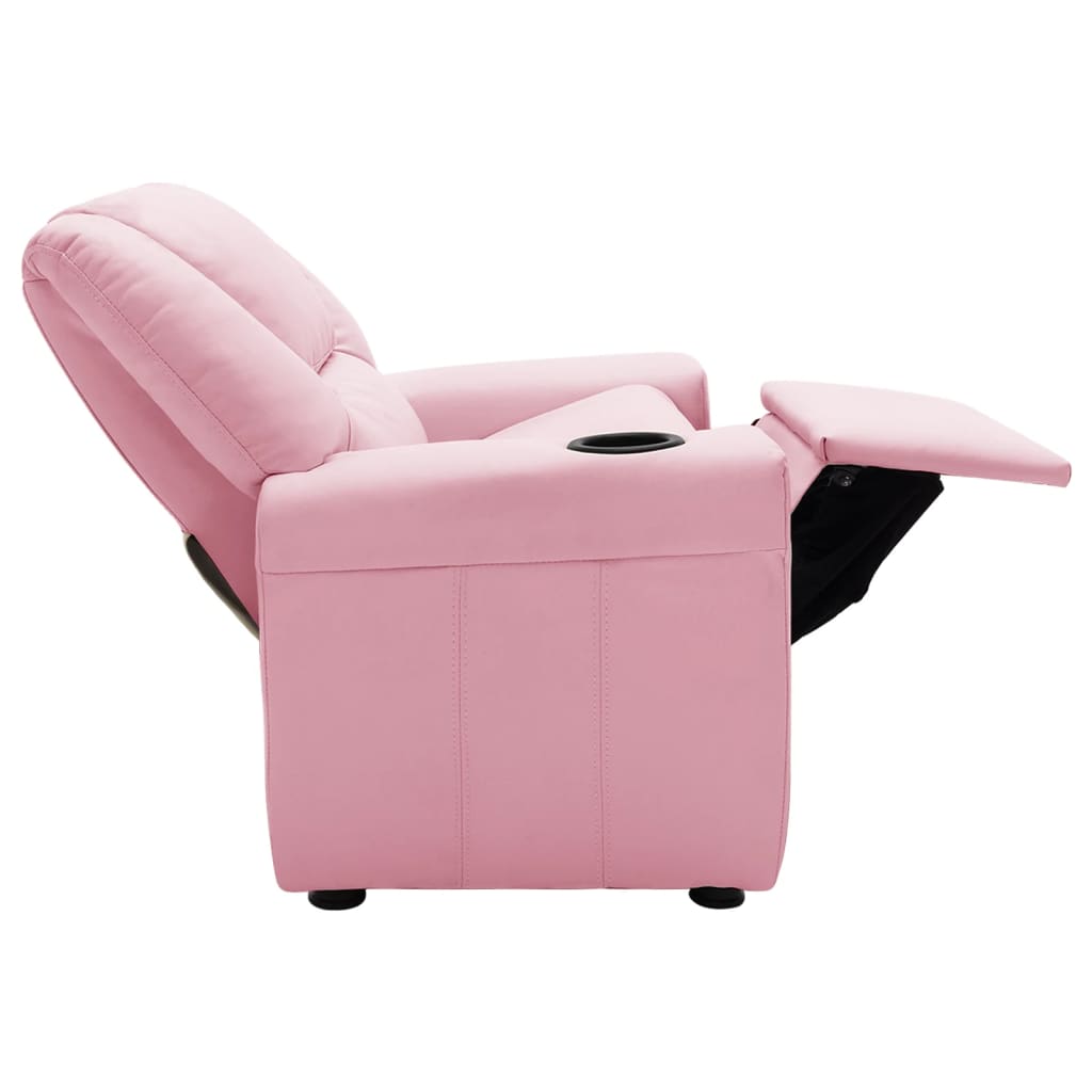 vidaXL Fotel rozkładany dla dzieci, obity sztuczną skórą, różowy