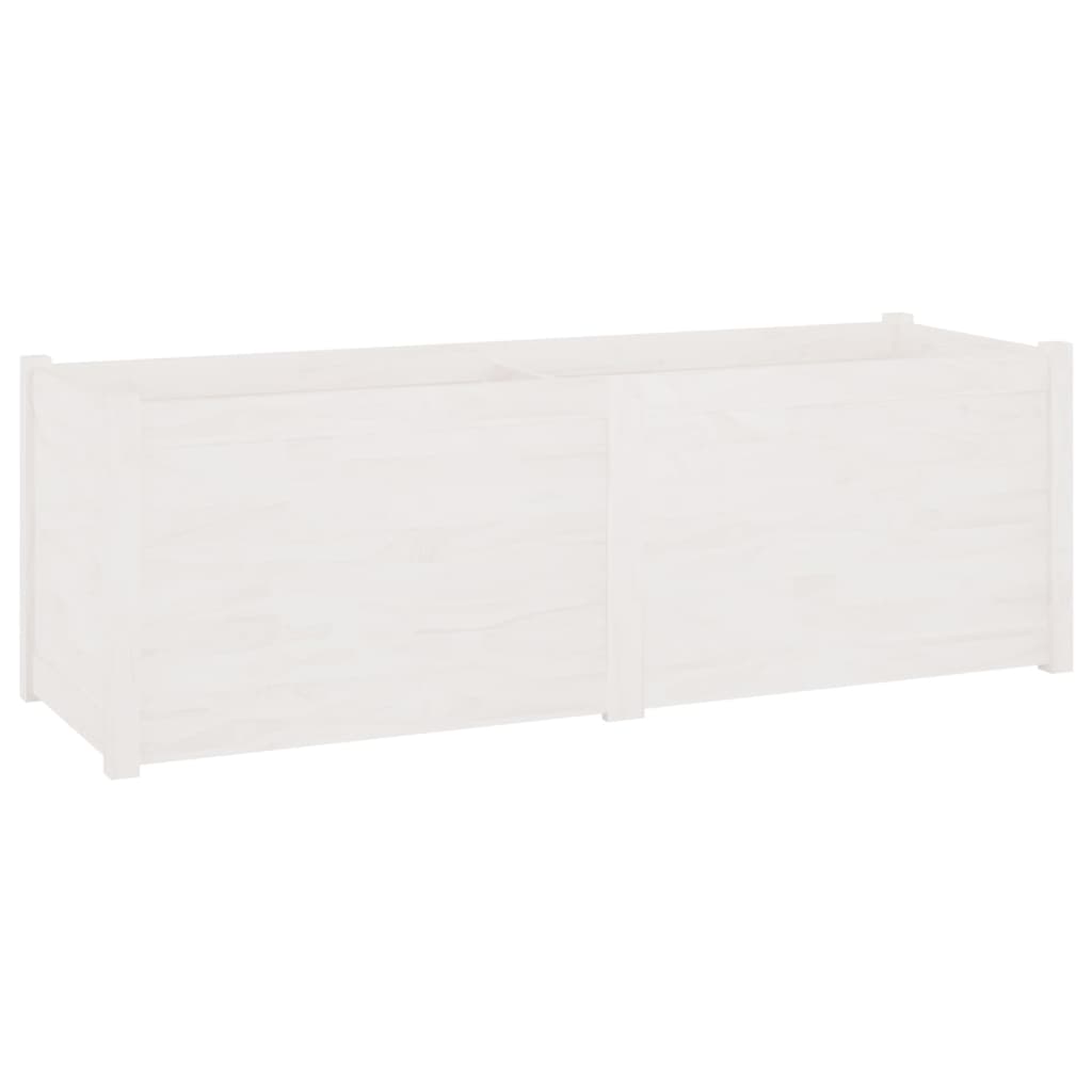 vidaXL Donica ogrodowa, biała, 150x50x50 cm, lite drewno sosnowe
