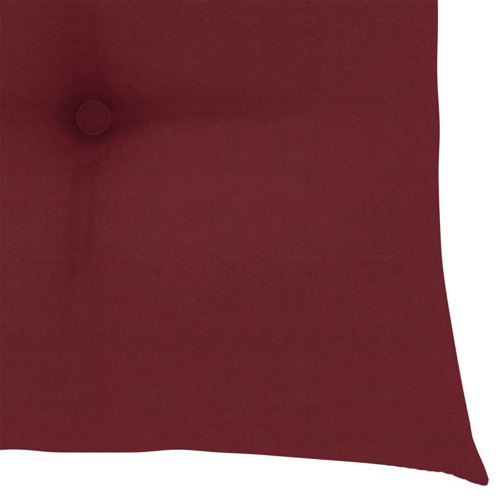 vidaXL 3-cz. zestaw mebli bistro z poduszkami w kolorze wina, tekowy