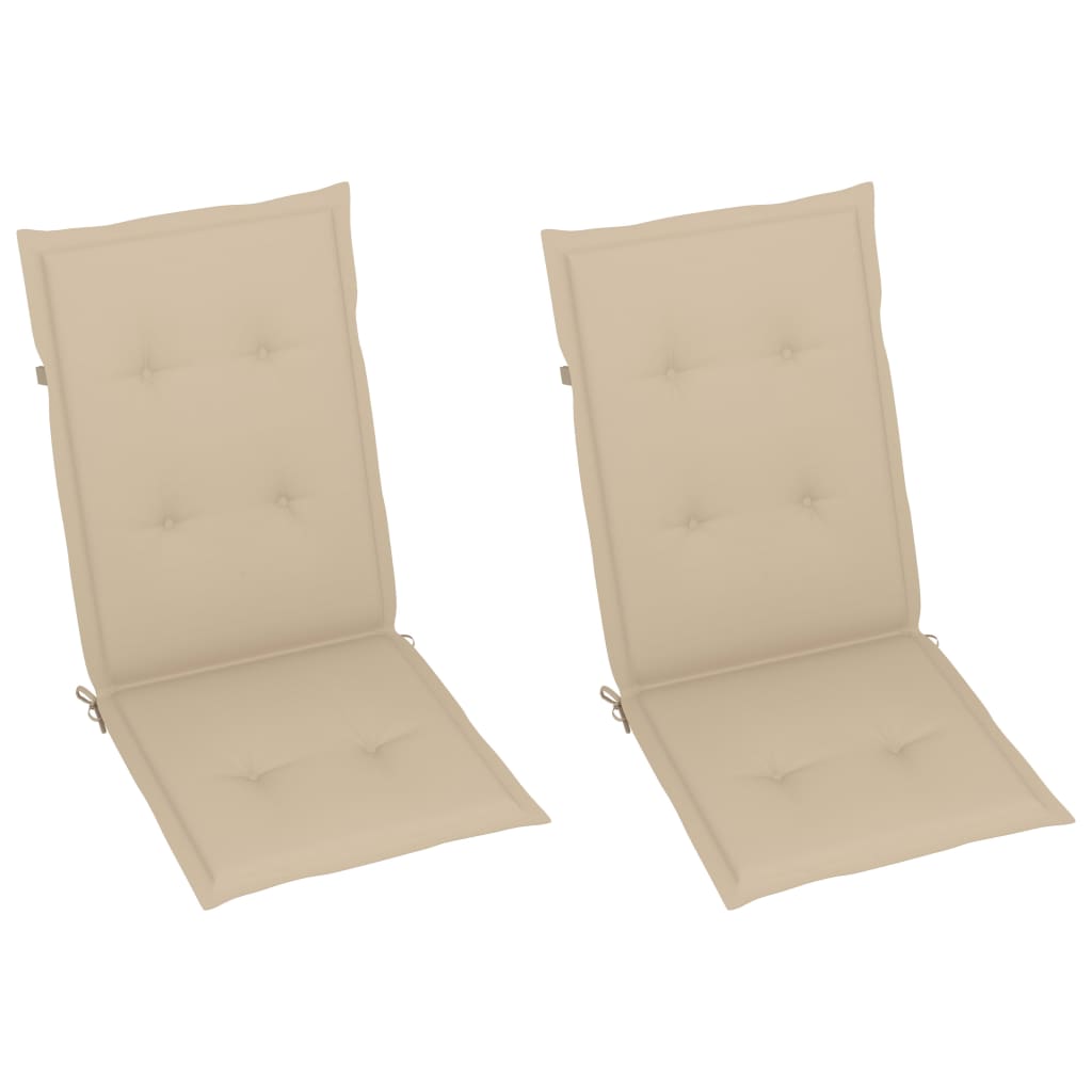 vidaXL Rozkładane krzesła ogrodowe z poduszkami, 2 szt., lita akacja