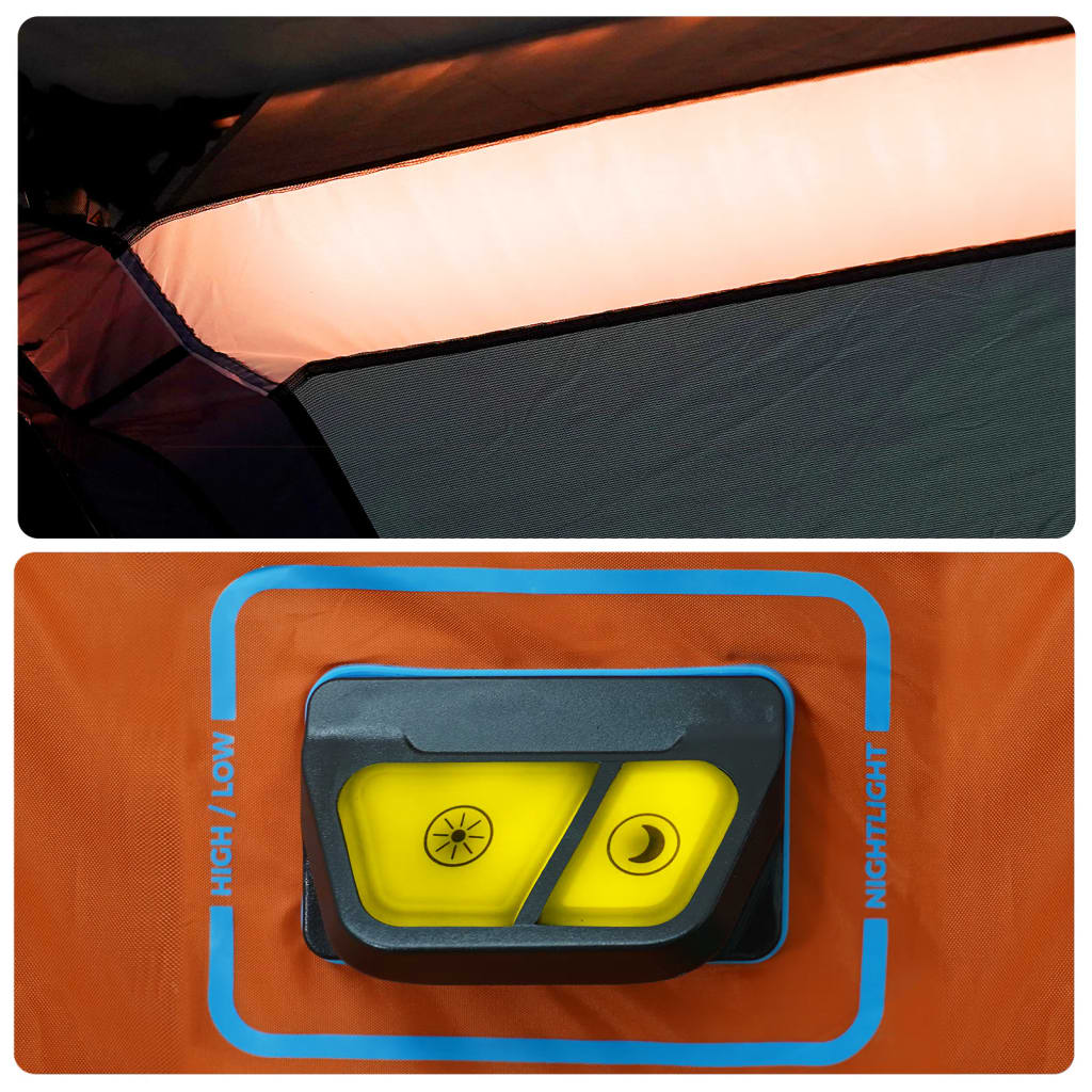 vidaXL Namiot rodzinny z LED, 9-os., jasnoszaro-pomarańczowy
