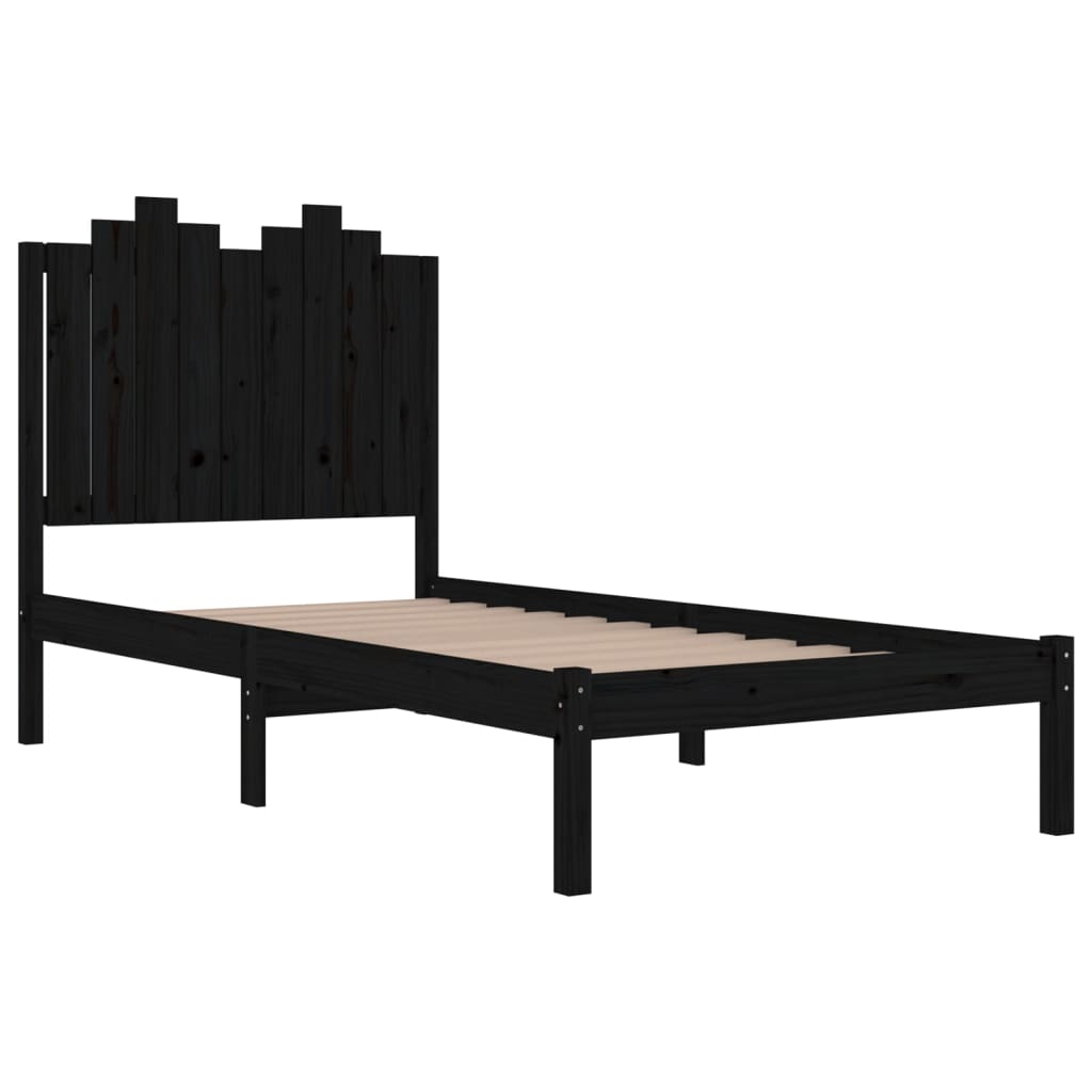 vidaXL Rama łóżka, czarna, lite drewno sosnowe, 100 x 200 cm