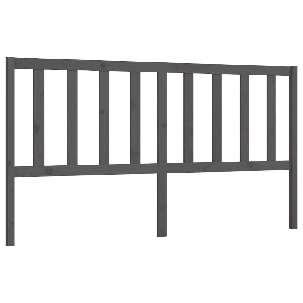 vidaXL Wezgłowie łóżka, szare, 186x4x100 cm, lite drewno sosnowe
