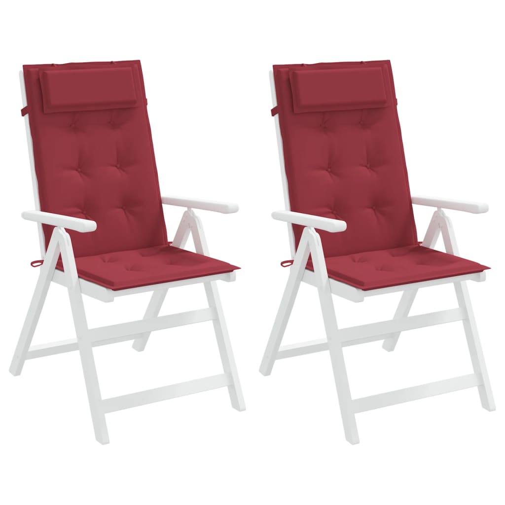 vidaXL Poduszki na krzesła z wysokim oparciem, 2 szt., winna czerwień