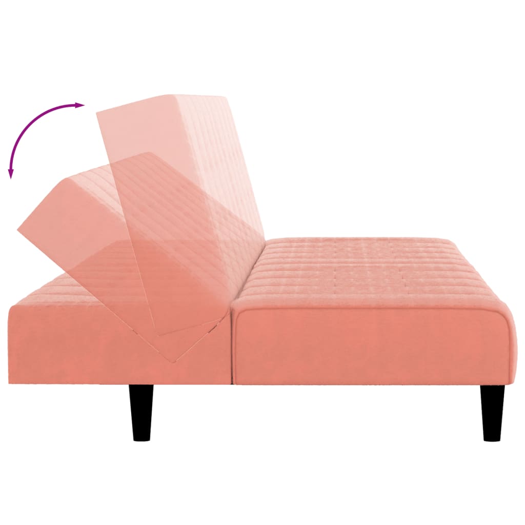 vidaXL 2-osobowa kanapa, różowa, tapicerowana aksamitem