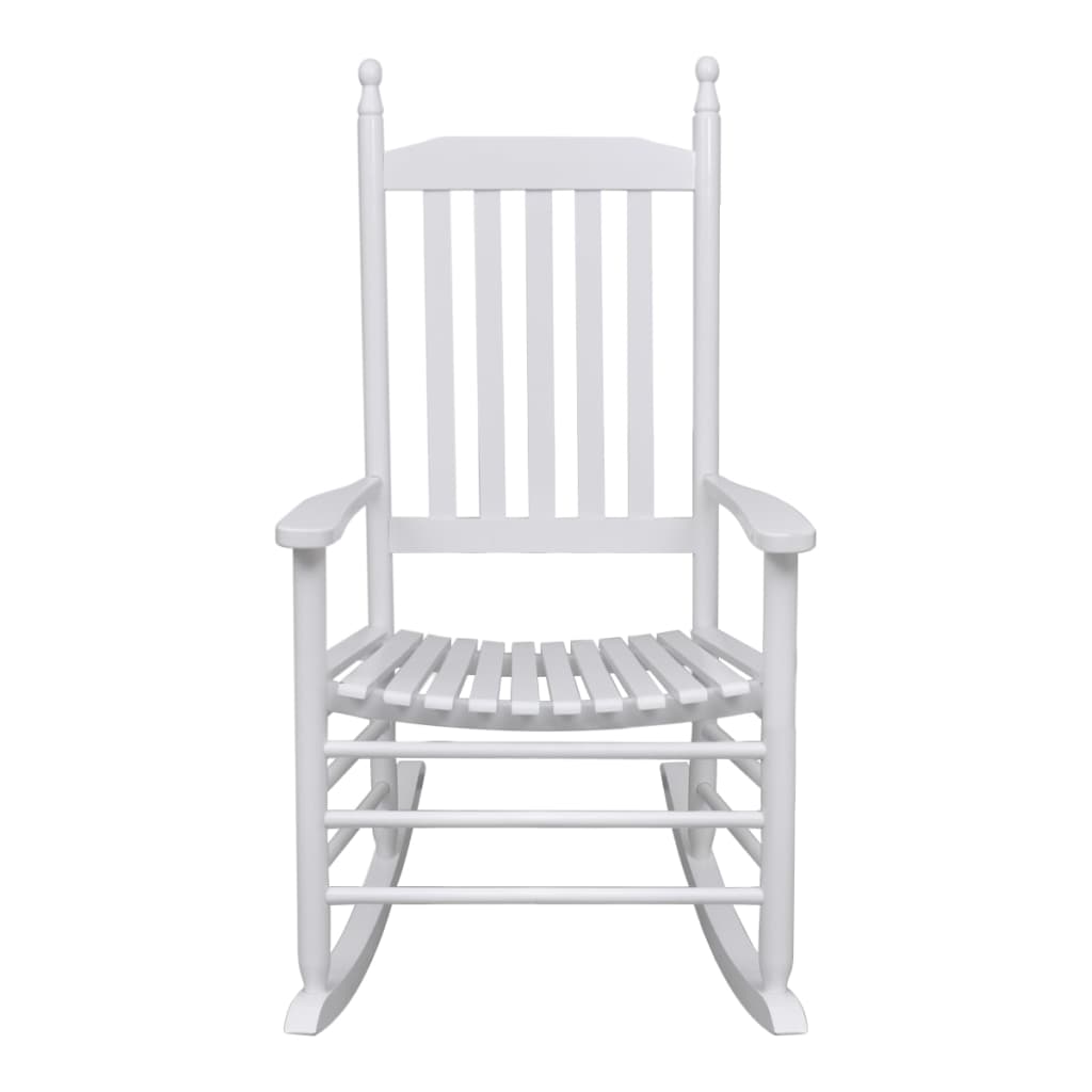 vidaXL Fotel bujany z wygiętym siedziskiem, biały, drewniany