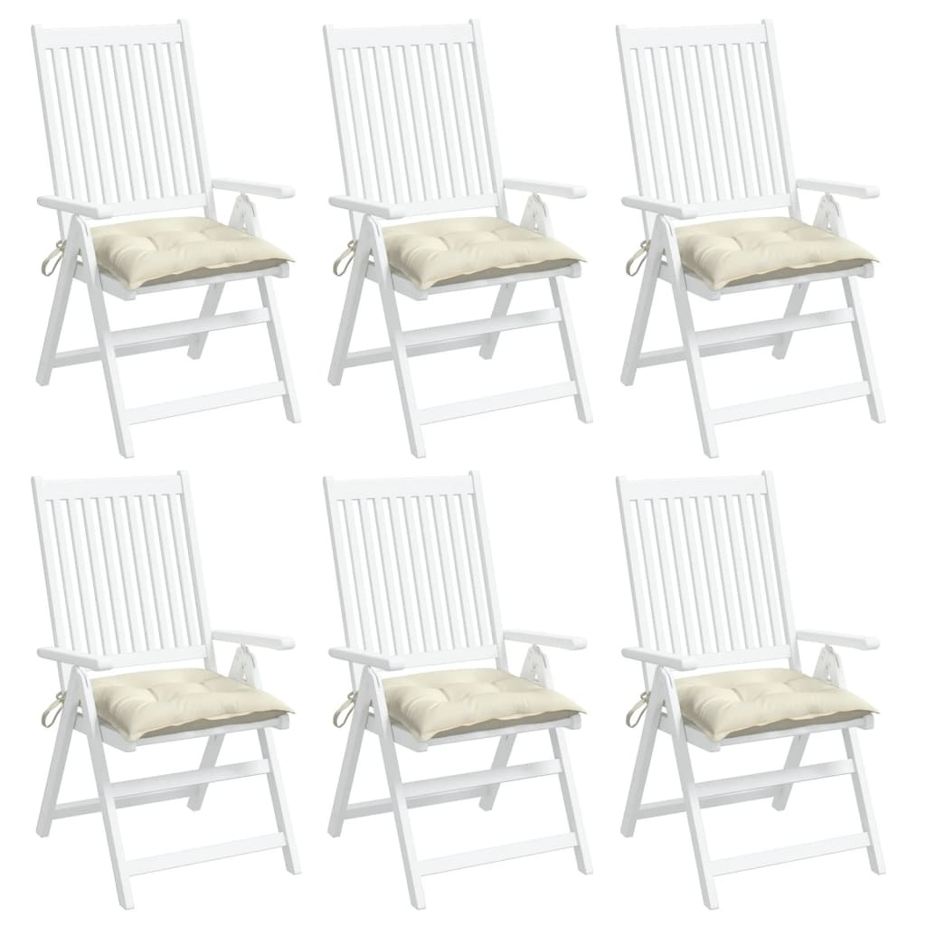 vidaXL Poduszki na krzesła, 6 szt., kremowe, 40x40x7 cm, tkanina