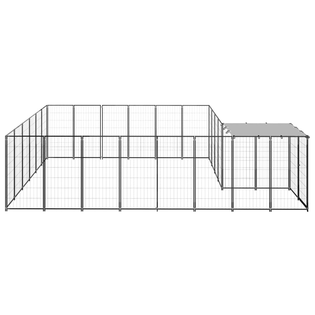 vidaXL Kojec dla psa, czarny, 12,1 m², stalowy