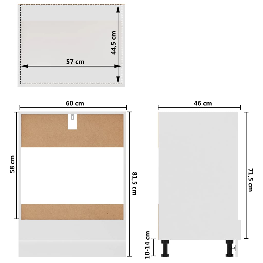 vidaXL Szafka kuchenna, biała, 60x46x81,5 cm, materiał drewnopochodny