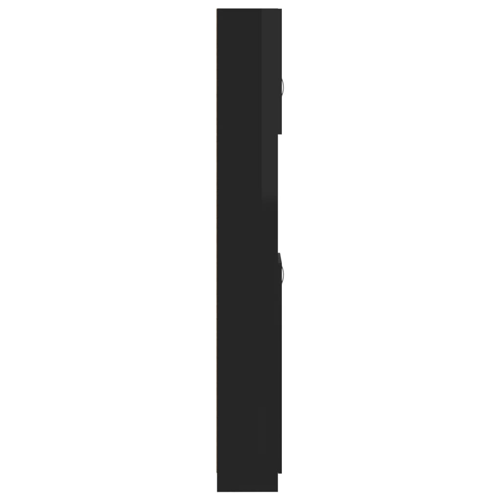 vidaXL Szafka łazienkowa, czarny z połyskiem, 32x25,5x190 cm