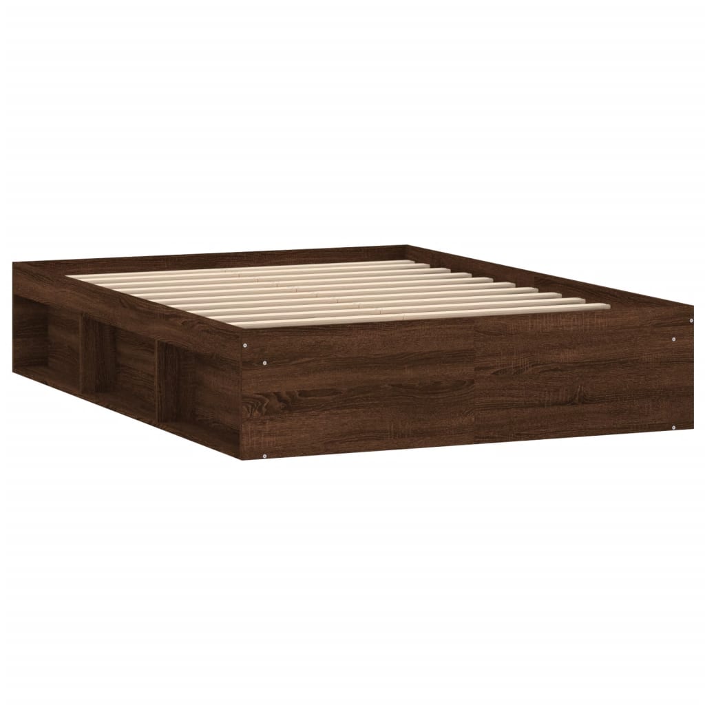 vidaXL Rama łóżka, brązowy dąb, 135x190 cm