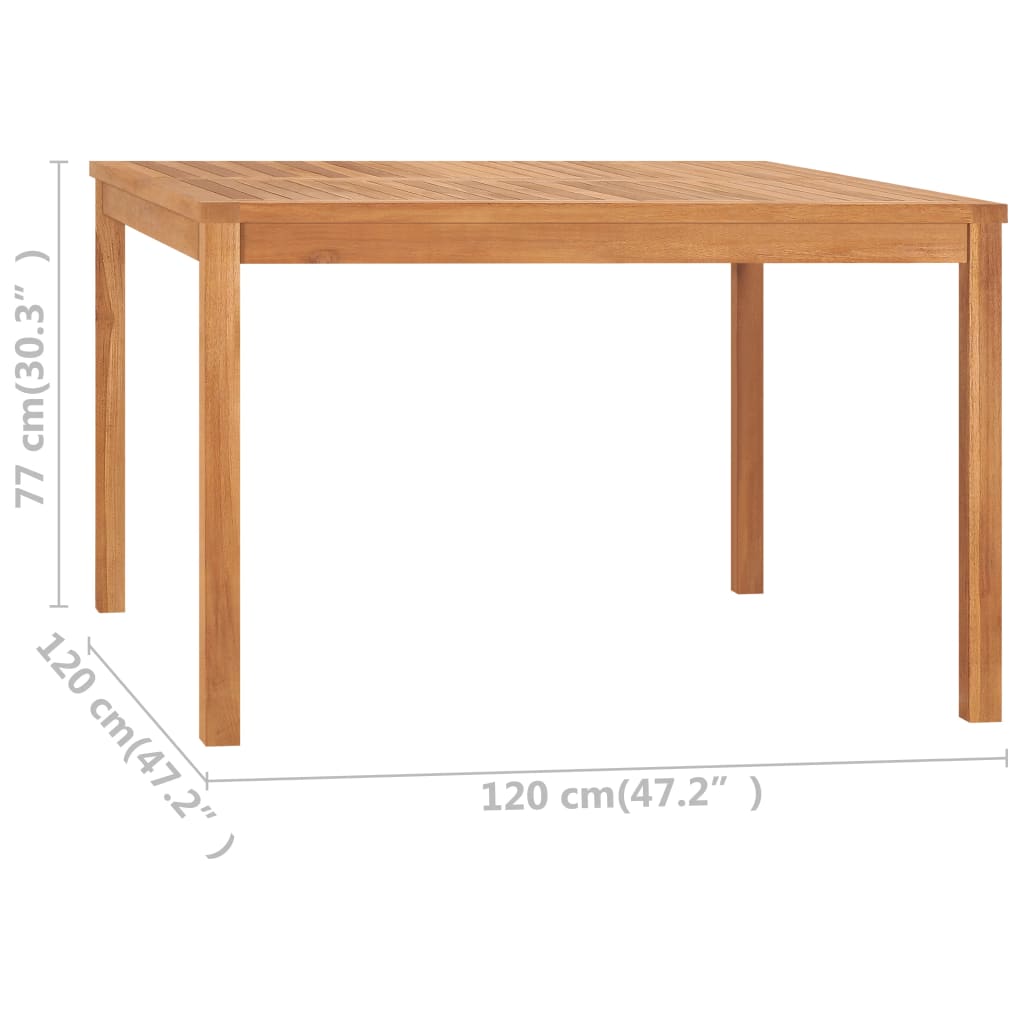 vidaXL Stół ogrodowy, 120x120x77 cm, lite drewno tekowe