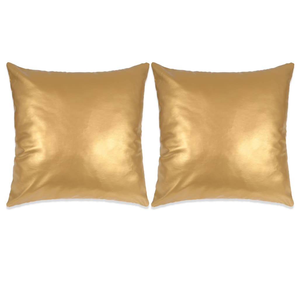 vidaXL 2-częściowy zestaw poduszek z PU, 60x60 cm, złoty