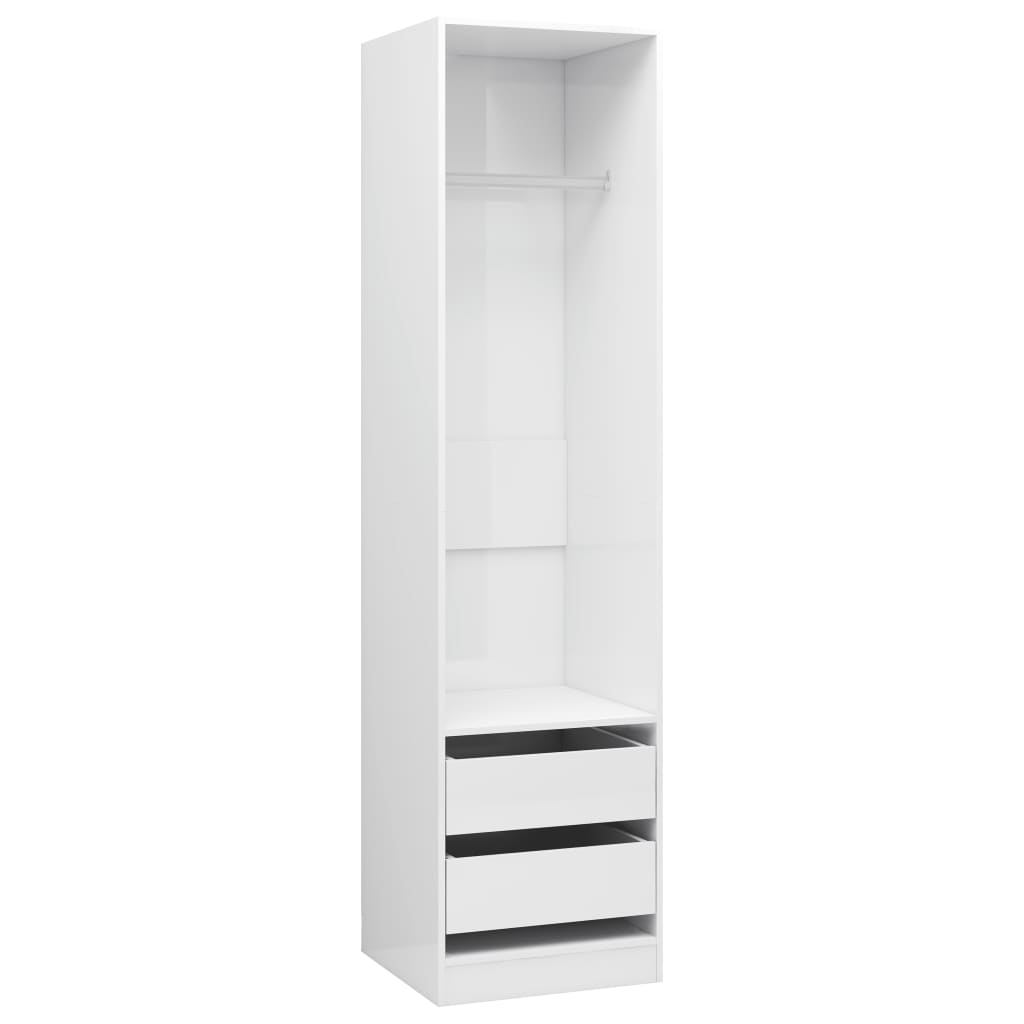 vidaXL Szafa z szufladami, wysoki połysk, biała, 50x50x200 cm
