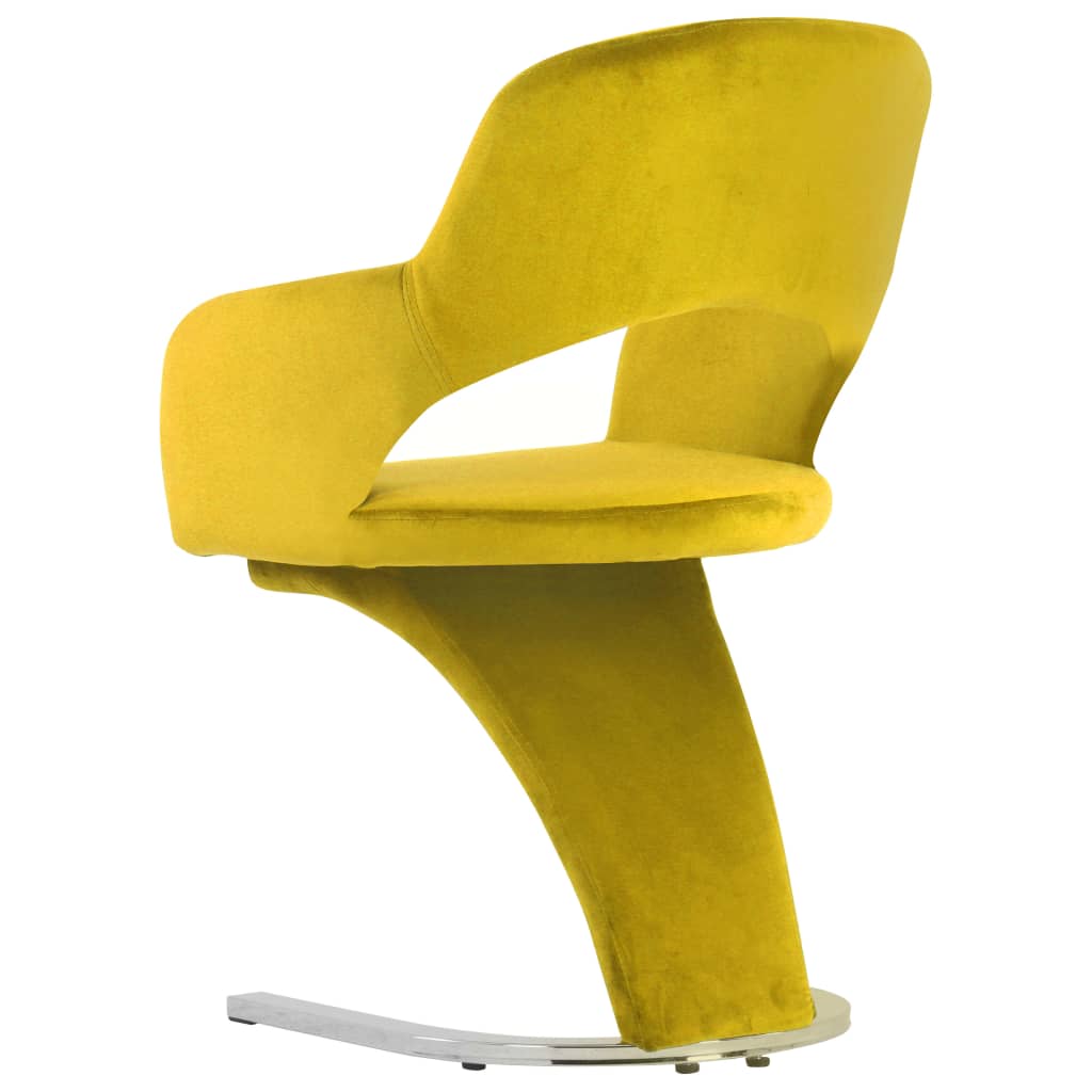 vidaXL Krzesła stołowe, 4 szt., żółte, aksamitne