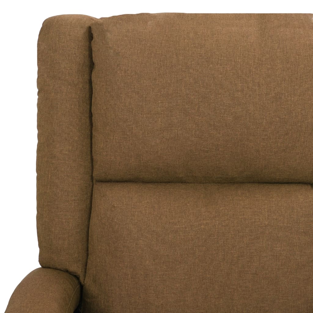 vidaXL Masujący fotel podnoszony, rozkładany, brązowy, obity tkaniną