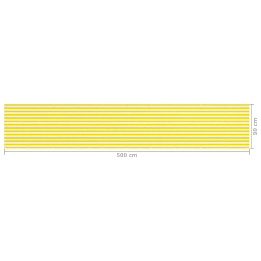 vidaXL Parawan balkonowy, żółto-biały, 90x500 cm, HDPE