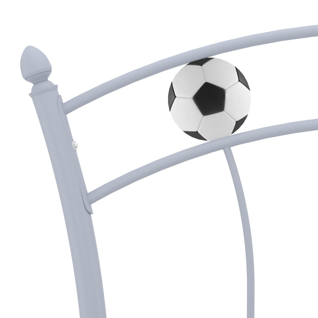 vidaXL Rama łóżka z motywem piłki nożnej, szara, metalowa, 90x200 cm