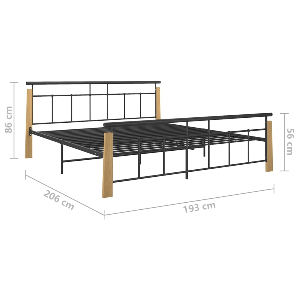 vidaXL Rama łóżka, metal i drewno dębowe, 180x200 cm