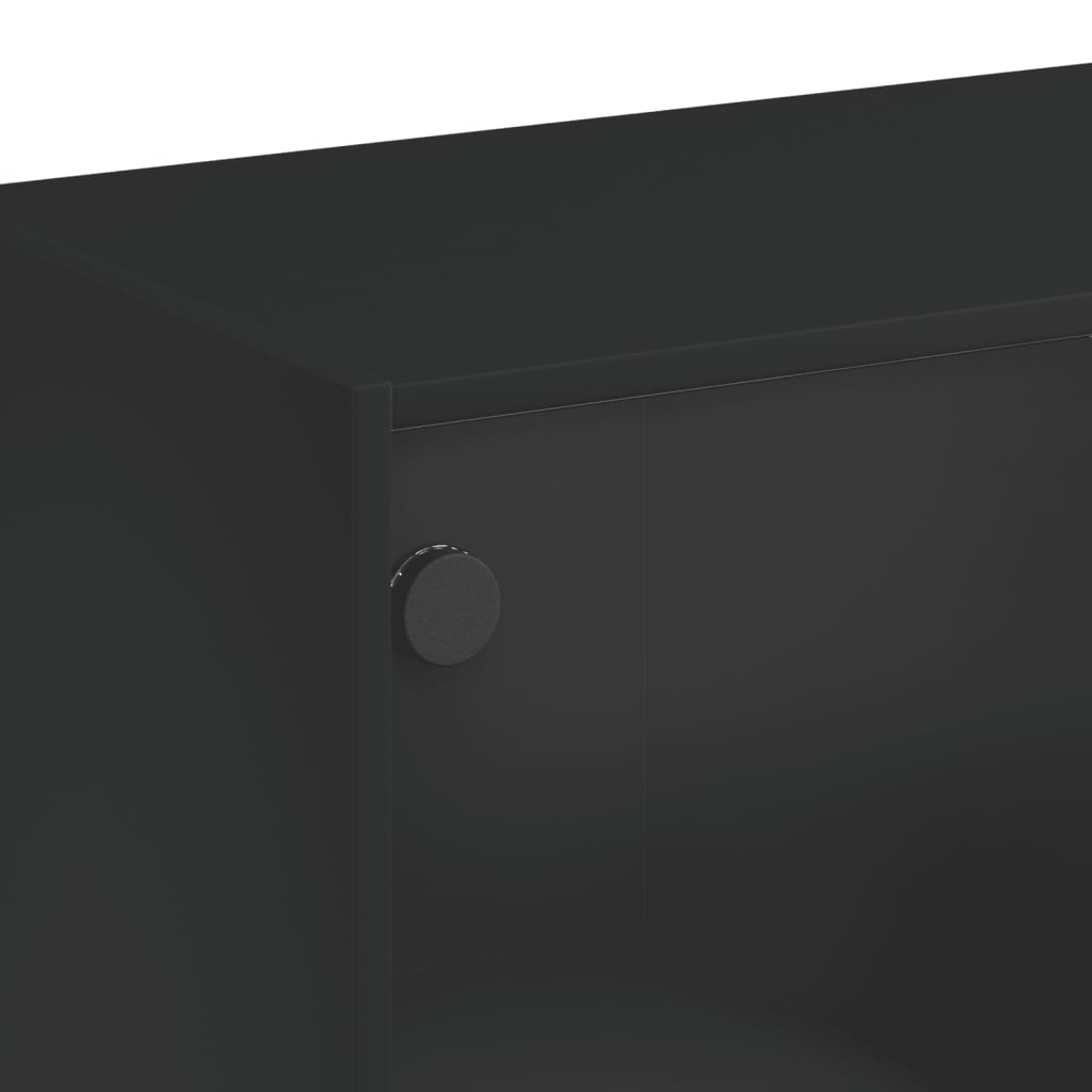 vidaXL Stolik kawowy ze szklanymi drzwiczkami, czarny, 102x50x42 cm