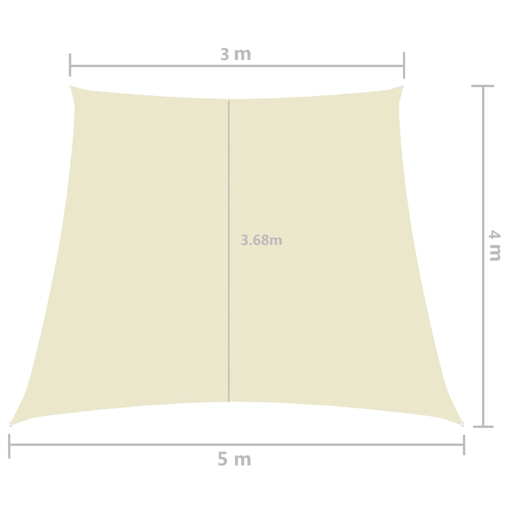 vidaXL Trapezowy żagiel ogrodowy, tkanina Oxford, 3/5x4 m, kremowy