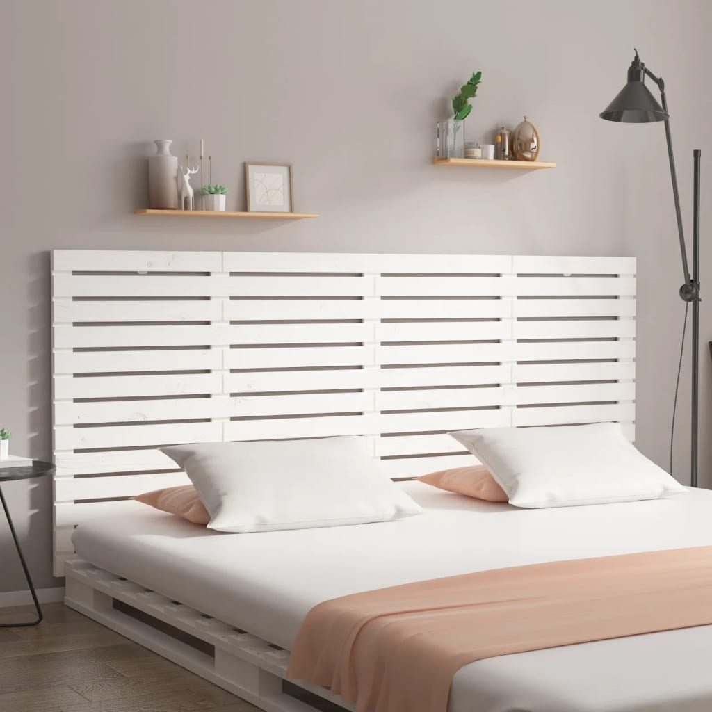 vidaXL Wezgłowie łóżka, białe, 206x3x91,5 cm, lite drewno sosnowe