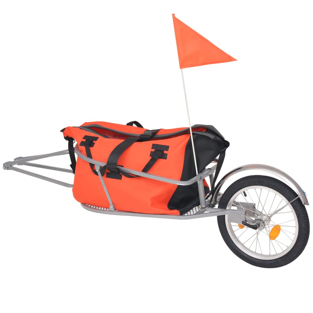 vidaXL Rowerowa przyczepa na bagaż z pomarańczowo-czarną torbą
