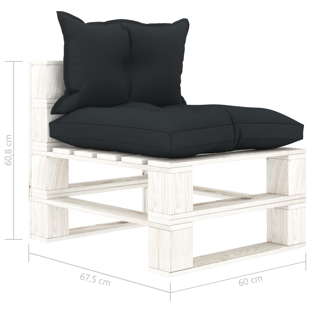 vidaXL Ogrodowa sofa 4-osobowa z palet, antracytowe poduszki, drewno