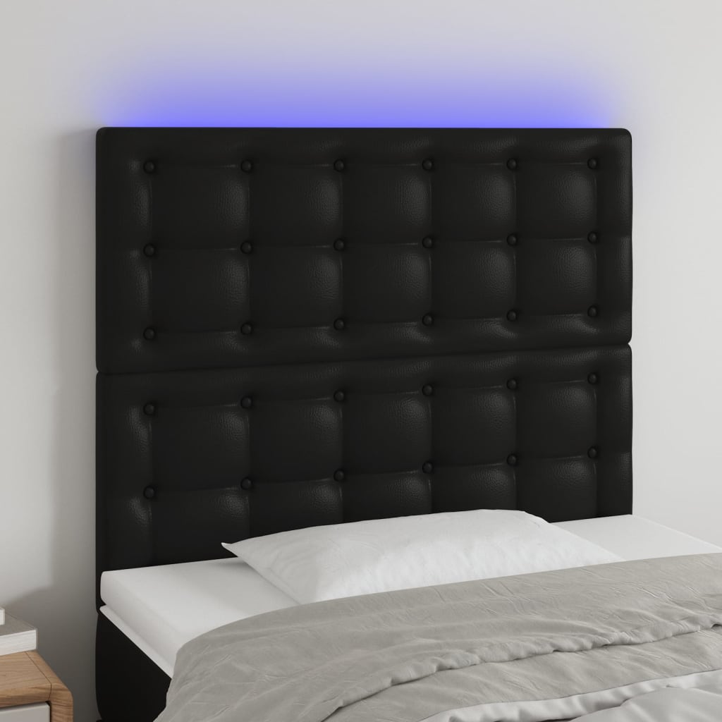 vidaXL Zagłówek do łóżka, czarny, 100x5x118/128 cm, sztuczna skóra