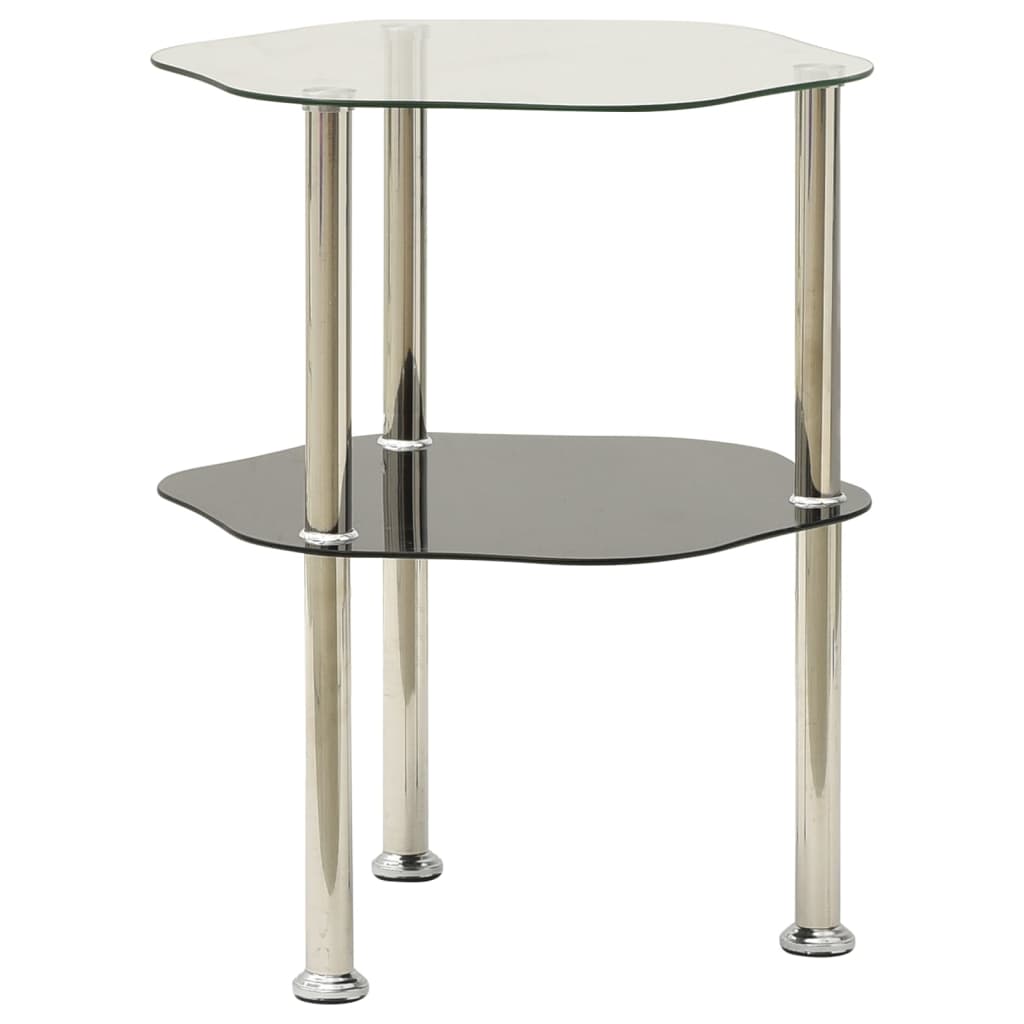 vidaXL 2-poziomowy stolik, 38x38x50 cm, przezroczyste i czarne szkło