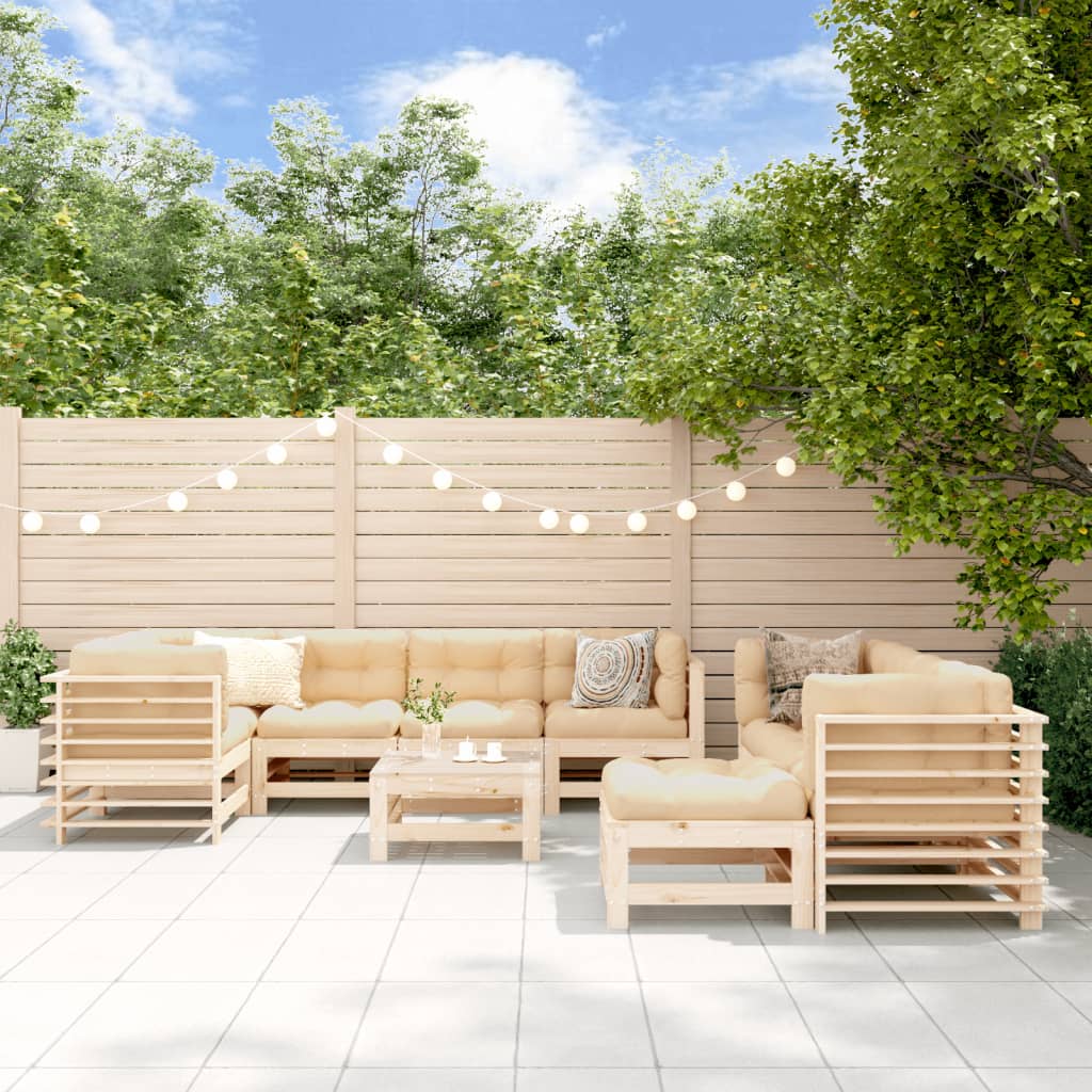 vidaXL 10-cz. zestaw wypoczynkowy do ogrodu, poduszki, lite drewno