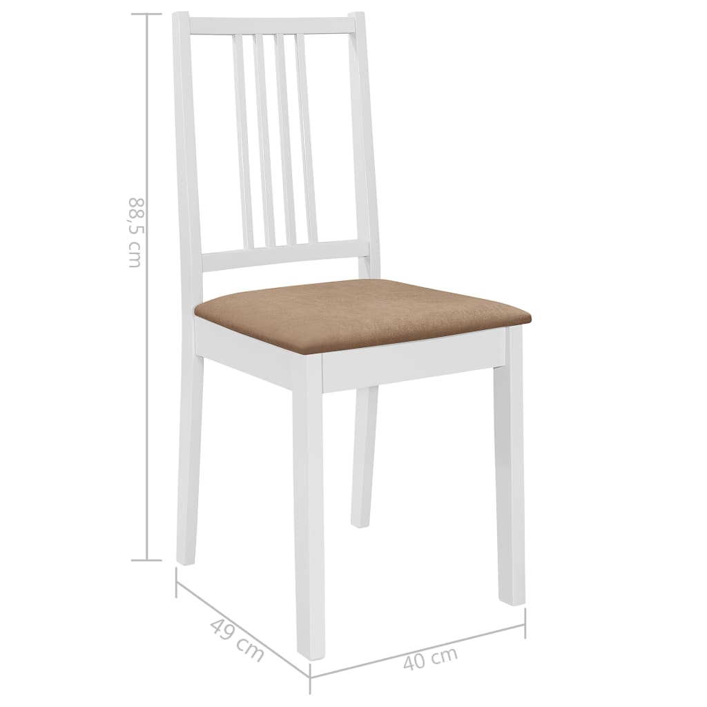 vidaXL Krzesła z poduszkami, 2 szt., białe, lite drewno