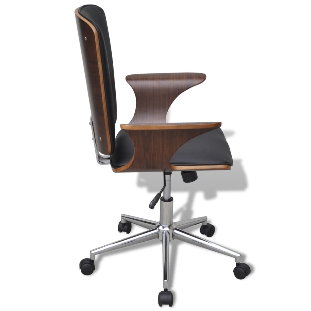 vidaXL Obrotowe krzesło biurowe, gięte drewno i skóra ekologiczna