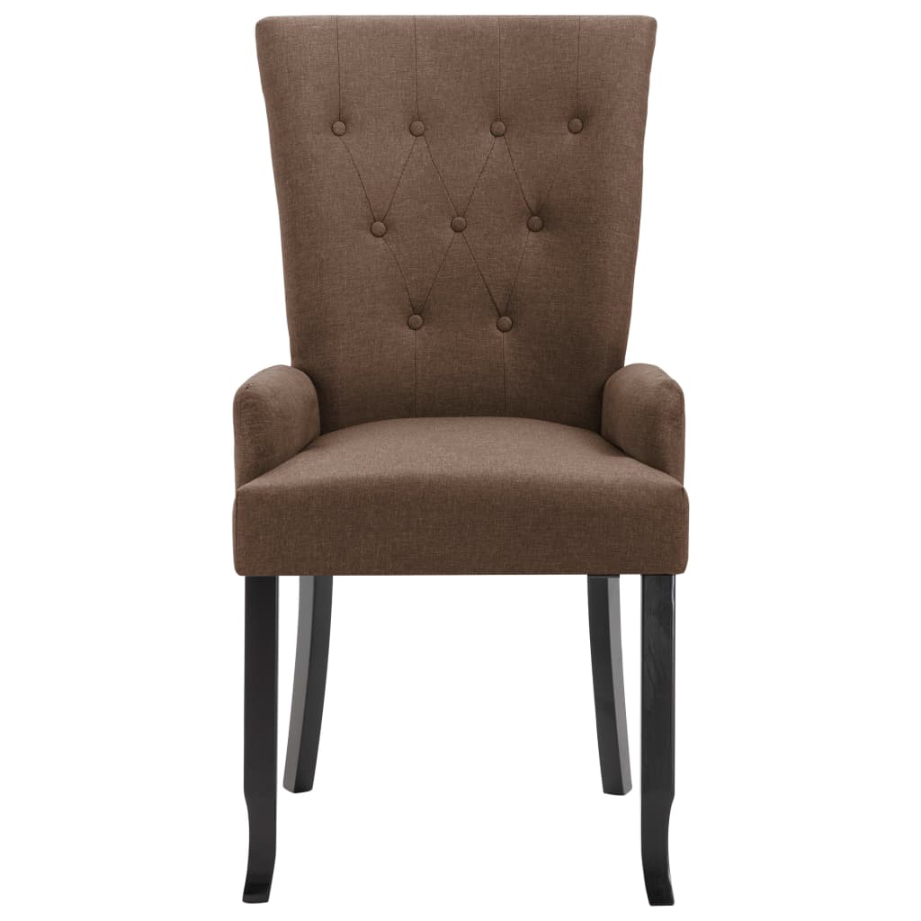 vidaXL Krzesła jadalniane z podłokietnikami, 4 szt., brązowe, tkanina