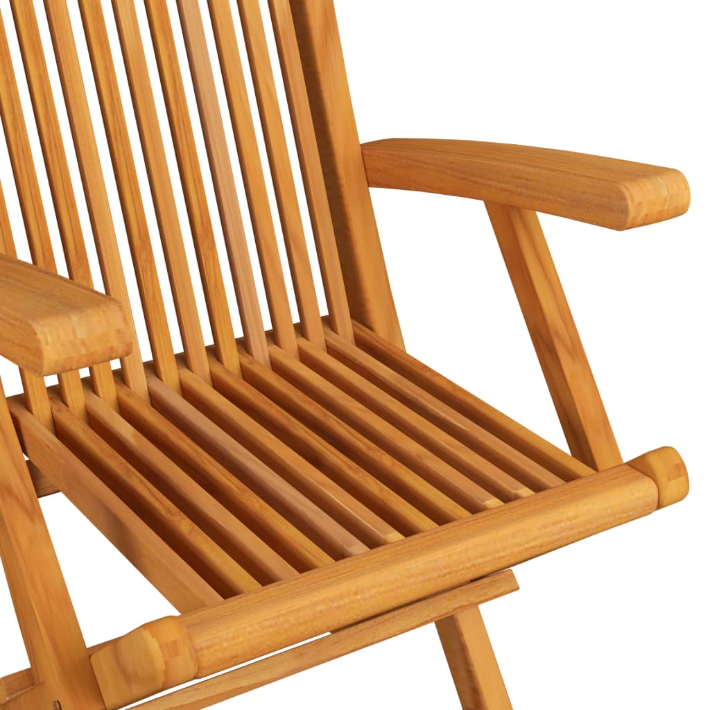 vidaXL Krzesła ogrodowe, jasnozielone poduszki, 3 szt., drewno tekowe