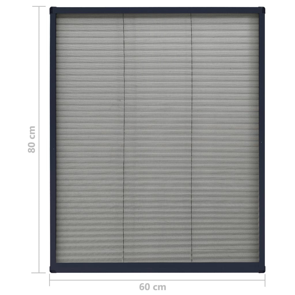 vidaXL Plisowana moskitiera okienna, aluminium, antracytowa, 60x80 cm