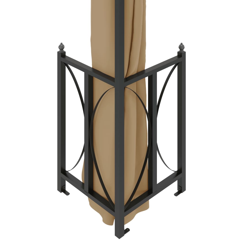 vidaXL Altana z zasłonkami i dwuczęściowym dachem, 3x3 m, kolor taupe
