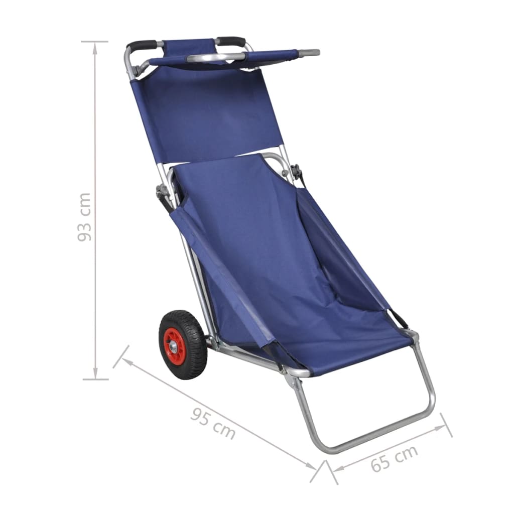 vidaXL Przenośny wózek i krzesło w jednym, składany, niebieski