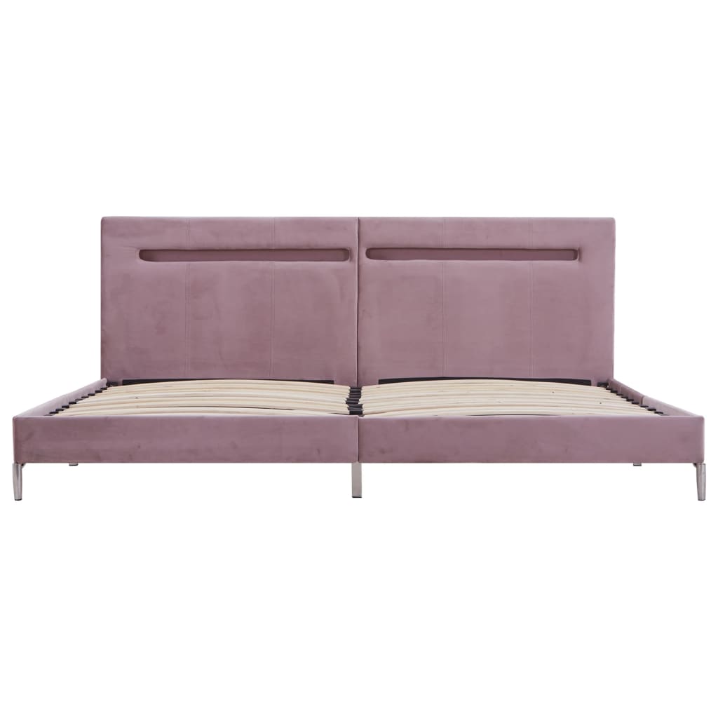 vidaXL Rama łóżka z LED, różowa, tapicerowana tkaniną, 160 x 200 cm