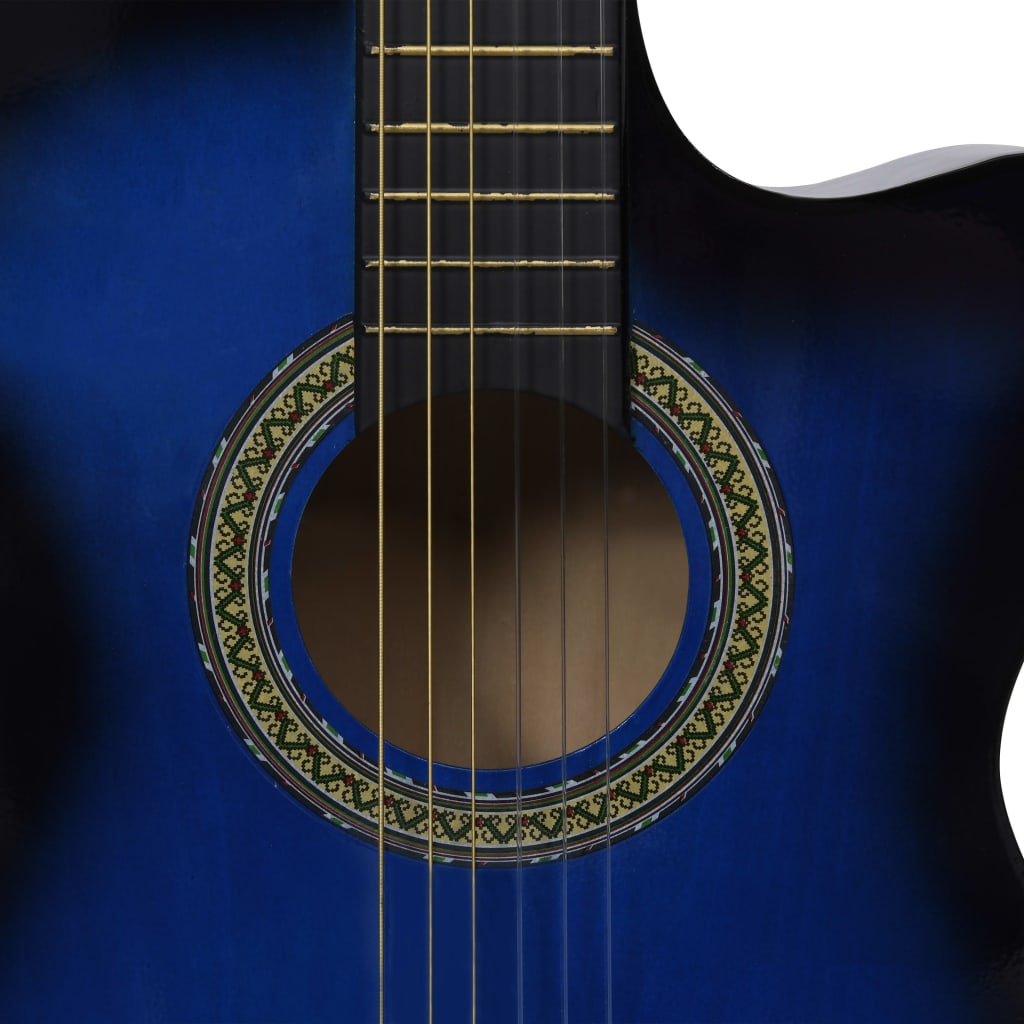 vidaXL 12-cz. zestaw z gitarą westernową, 6 strun, equalizer niebieska