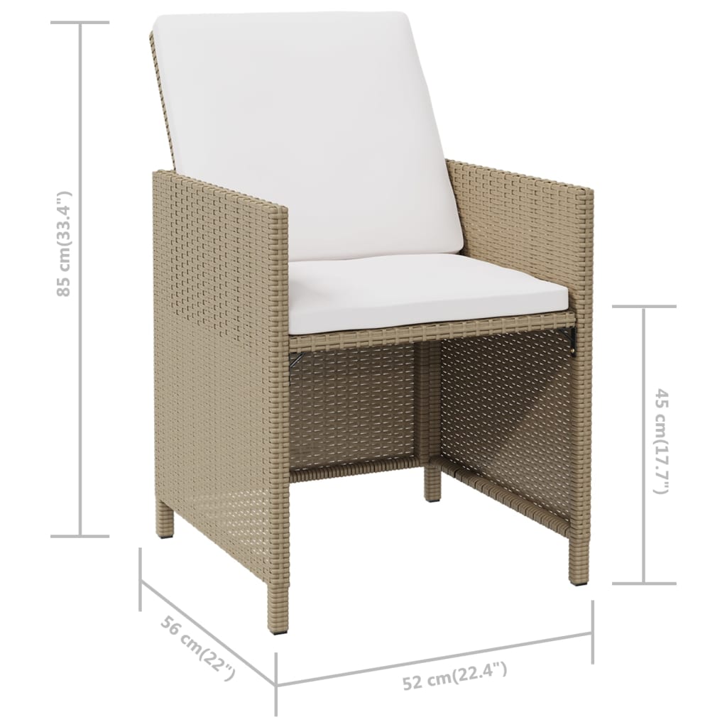 vidaXL Krzesła ogrodowe z poduszkami, 4 szt., polirattan, beżowe