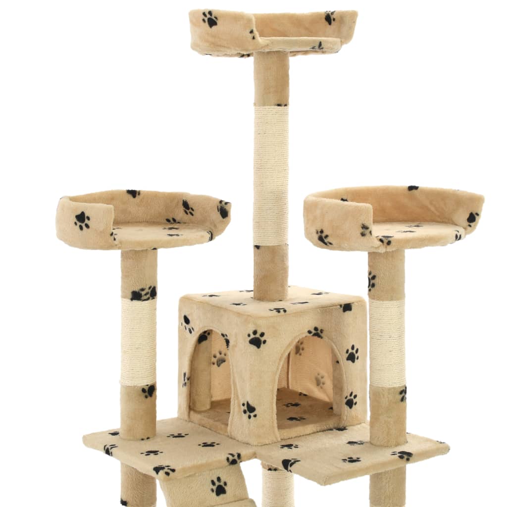 vidaXL Drapak dla kota ze słupkami sizalowymi, 170 cm, beżowy w łapki