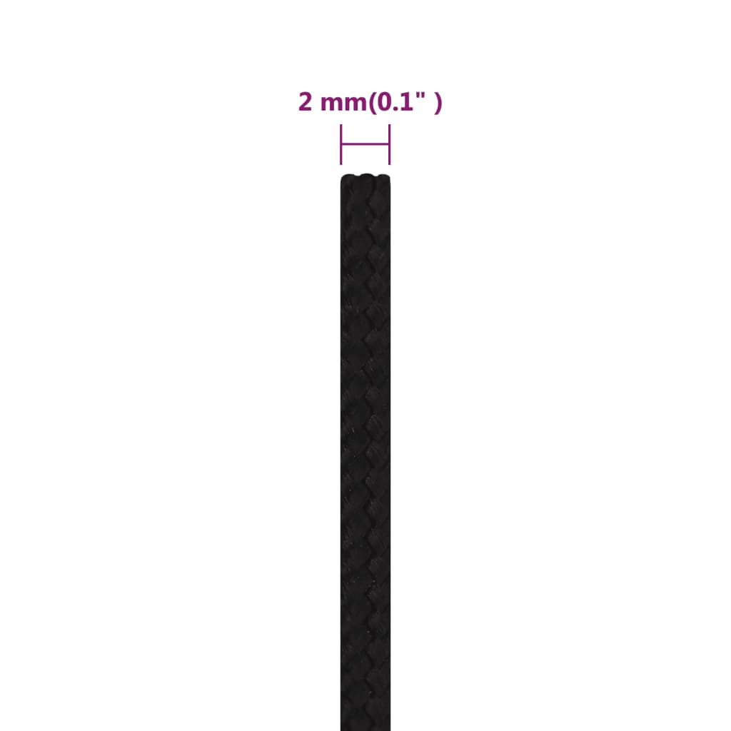 vidaXL Linka robocza, czarna, 2 mm, 25 m, poliester