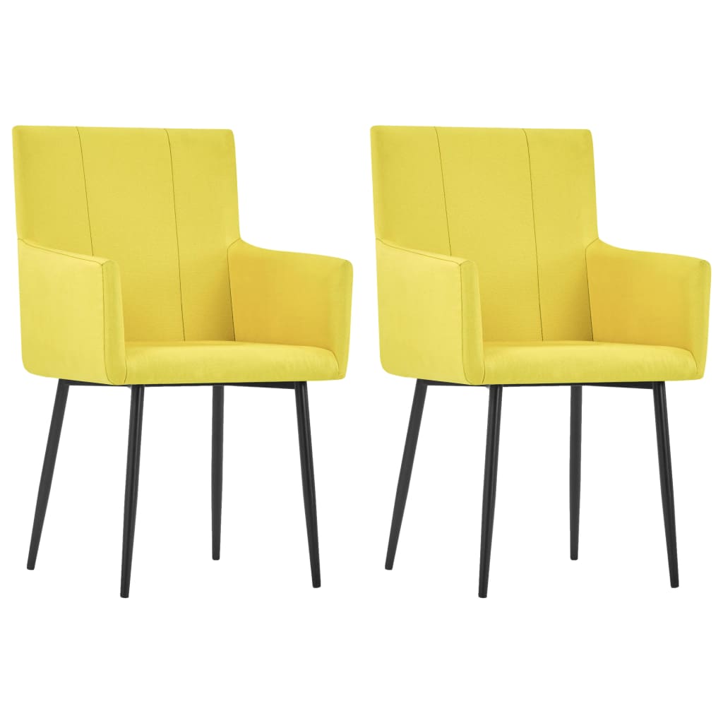 vidaXL Krzesła stołowe z podłokietnikami, 2 szt., żółte, obite tkaniną